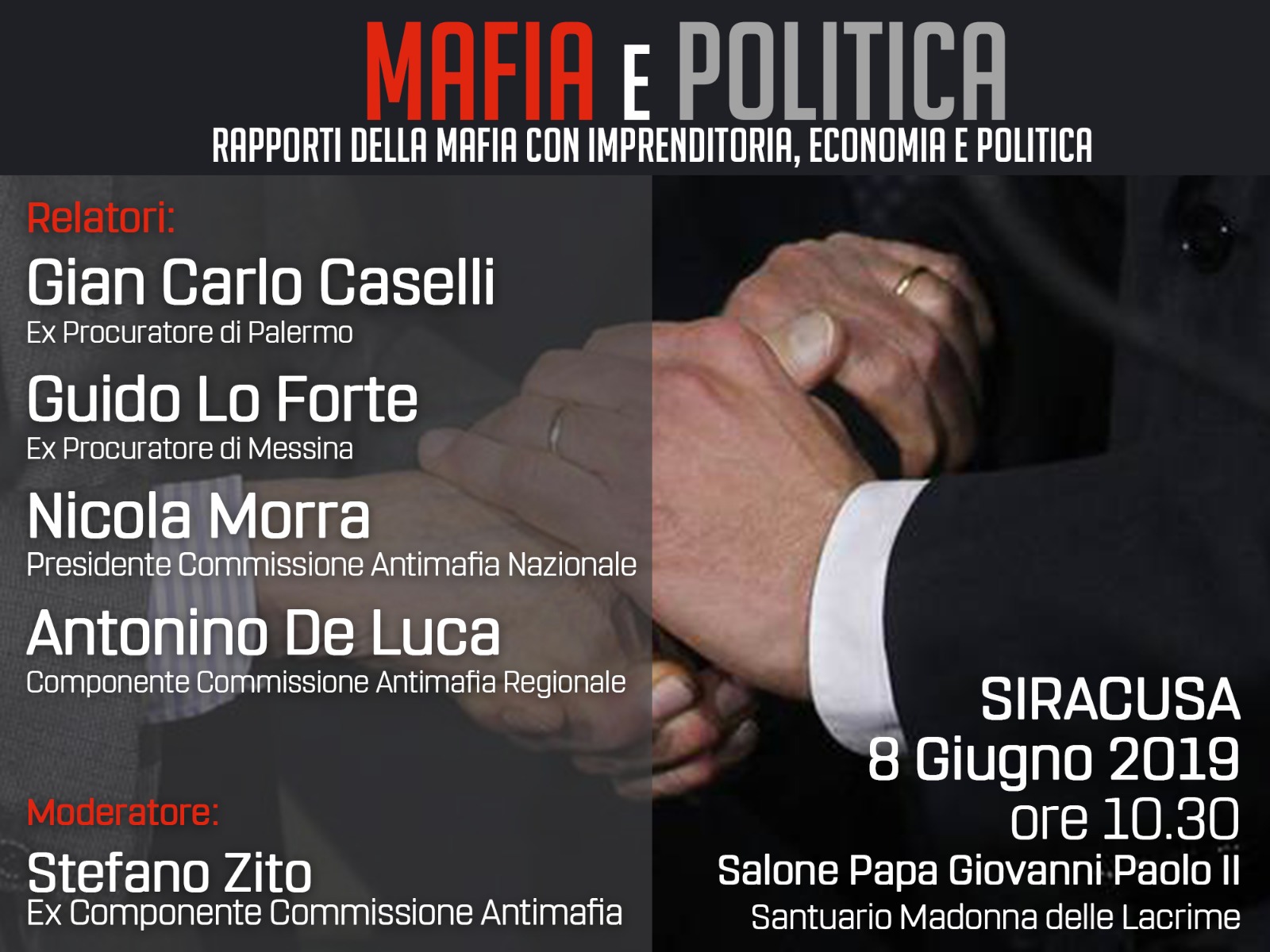 Mafia e politica, magistrati a confronto: convegno con Caselli e Morra 