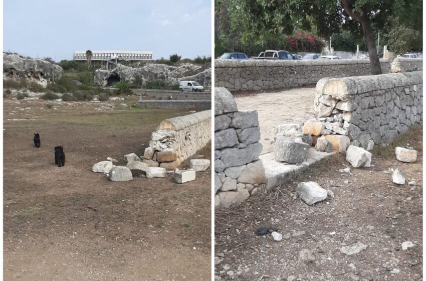  La città dei vandali, danneggiati i muri a secco della Balza Akradina