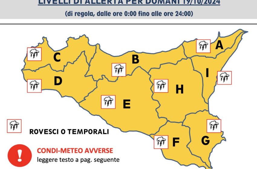  Maltempo, allerta meteo arancione in Sicilia. Attese piogge intense