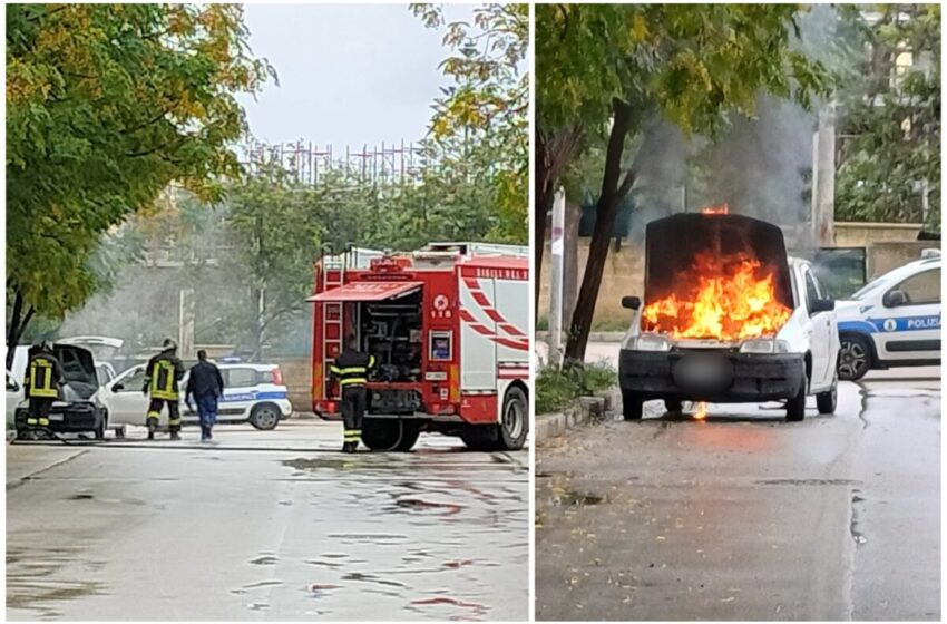  Auto in fiamme in via Raiti, il conducente si mette in salvo