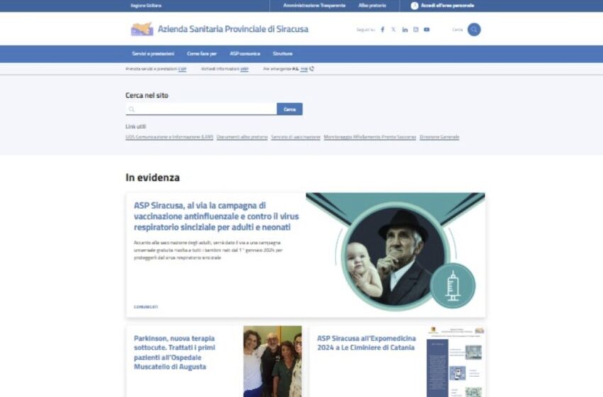  Asp Siracusa tra le prime due Asl italiane: online il nuovo sito internet pilota